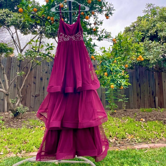 Glamorous layered skirt prom dress, never before worn, sparkly stitched bodice - Picture 3 of 6